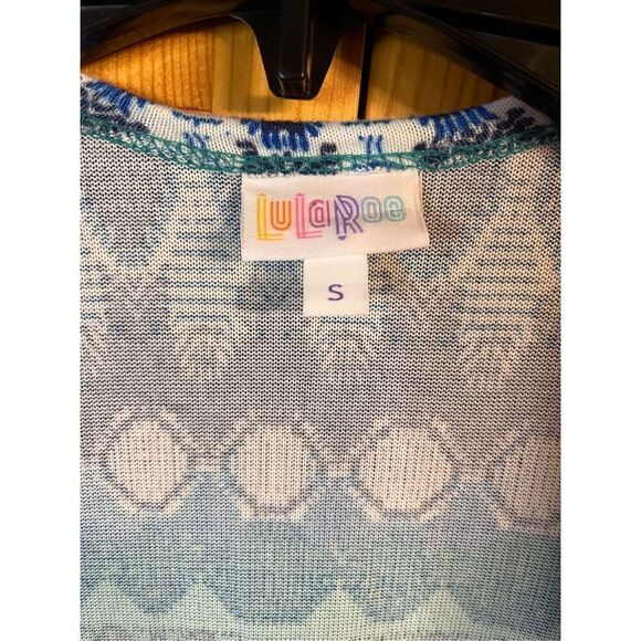 LuLaRoe Joy Long Cardigan Duster Vest Size Small Aqua/Blue Sleeveless Open Front - Picture 3 of 5